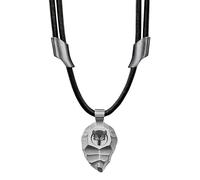 Element of Gods Titanium Wedge Wolf Pendant with Leather Cord in Black