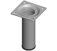 Element System 18133-00255 100 mm Length 30 mm Diameter Round Steel Pipe Furniture Legs Includes Screw-Mounting Plate - White Aluminium (4-Piece)