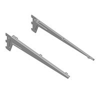 Element System Angle Support - Attractive End of Shelf Side for Supporting Wooden Floors with 3 Hanging Hooks - 480 mm, Steel, White Aluminium, Pack of 2