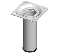 Element System Steel Pipe Feet Round, Furniture Feet including Screw-On Plate, 11100-00001