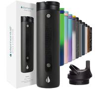 Elemental 20 oz Iconic Triple Wall Vacuum Insulated, Wide Mouth Sports Water Bottle with Straw Lid & Handle, Leak Proof, Reusable 18/8 Stainless Steel with 2 Straws, Keeps Hot & Cold - Black