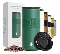 Elemental Artisan Insulated Tumbler - Triple Wall Coffee Travel Tumbler, Stainless Steel Coffee Tumbler with Ceramic Lid - Thermal Coffee Cup - Hot (6 Hrs) & Cold (18 Hrs)- Forest Green - 470 ml