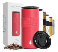 Elemental Artisan Insulated Tumbler - Triple Wall Coffee Travel Tumbler, Stainless Steel Coffee Tumbler with Ceramic Lid - Thermal Coffee Cup - Hot (6 Hrs) & Cold (18 Hrs) - Red - 470 ml