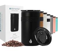 Elemental Artisan Triple Wall Insulated Tumbler - Stainless Steel Coffee Cup with Ceramic Lid - Thermal Travel Mug for Hot(6 Hrs) & Cold(18 Hrs) Drinks - Reusable Coffee Cups (Matte Black, 355 ml)