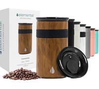 Elemental Artisan Triple Wall Insulated Tumbler - Stainless Steel Coffee Cup with Ceramic Lid - Thermal Travel Mug for Hot(6 Hrs) & Cold(18 Hrs) Drinks - Reusable Coffee Cups (Teak Wood, 350 ml)