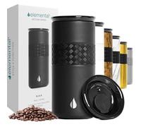 Elemental Artisan Triple Wall Insulated Tumbler - Stainless Steel Coffee Cup with Ceramic Lid - Thermal Travel Mug for Hot(6 Hrs) & Cold(18 Hrs) Drinks - Reusable Coffee Cups (Matte Black, 473 ml)