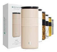 Elemental Artisan Triple Wall Insulated Tumbler - Stainless Steel Coffee Cup with Ceramic Lid - Thermal Travel Mug for Hot(6 Hrs) & Cold(18 Hrs) Drinks - Reusable Coffee Cups (Beige, 470 ml)