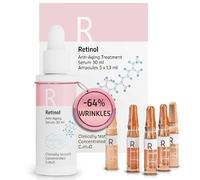 Elemental Care Anti-Aging Facial Treatment Set - Retinol Face Serum 30ml + 5 x 1.3ml Ampoules - Intensive Hydrating & Lifting Care for Mature Skin