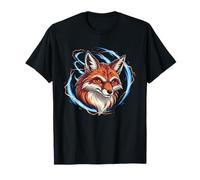 Elemental Fire Fox Electric Blue Aura Circle T-Shirt