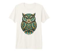 Elemental Folk Art Owl Symmetrical Mandala Bird Graphic Premium T-Shirt