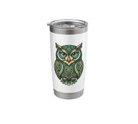 Elemental Folk Art Owl Symmetrical Mandala Bird Graphic Stainless Steel Insulated Tumbler