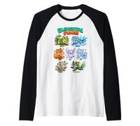 Elemental Foxes Earth Fire Water Ice Kawaii Furry Fox Raglan Baseball Tee