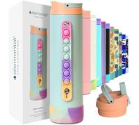 Elemental Iconic 591ml Triple-Wall Insulated Water Bottle with Straw - Sports-Lid & Pop Fidget Handle - Leakproof Stainless Steel Sports Water Bottle for Hot & Cold Drinks - Mint Sorbet