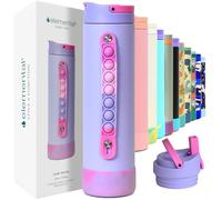 Elemental Iconic 591ml Triple-Wall Insulated Water Bottle with Straw - Sports-Lid & Pop Fidget Handle - Leakproof Stainless Steel Sports Water Bottle for Hot & Cold Drinks - Lilac Tie Dye