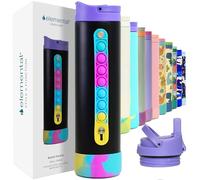Elemental Iconic 591ml Triple-Wall Insulated Water Bottle with Straw - Sports-Lid & Pop Fidget Handle - Leakproof Stainless Steel Sports Water Bottle for Hot & Cold Drinks - Black Tie Dye