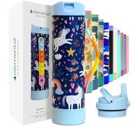 Elemental Iconic 591ml Triple-Wall Insulated Water Bottle with Straw - Sports-Lid & Pop Fidget Handle - Leakproof Stainless Steel Sports Water Bottle for Hot & Cold Drinks - Unicorn