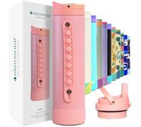 Elemental Iconic 591ml Triple-Wall Insulated Water Bottle with Straw - Sports-Lid & Pop Fidget Handle - Leakproof Stainless Steel Sports Water Bottle for Hot & Cold Drinks - Rose