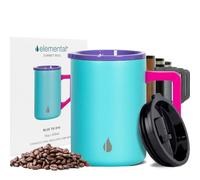 Elemental Insulated Coffee Mug - Triple-Wall Stainless Steel Summit Travel Cup for Hot and Cold Drinks - Thermal Coffee Mug with Lid and Handle for Camping, Office & Travel 470ml - Blue Tie Dye