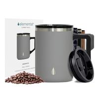 Elemental Insulated Coffee Mug - Triple-Wall Stainless Steel Summit Travel Cup for Hot and Cold Drinks - Thermal Coffee Mug with Lid and Handle for Camping, Office & Travel 470ml - Graphite