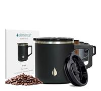 Elemental Insulated Coffee Mug - Triple-Wall Stainless Steel Summit Travel Cup for Hot and Cold Drinks - Thermal Coffee Mug with Lid and Handle for Camping, Office & Travel 350ml - Black