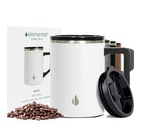 Elemental Insulated Coffee Mug - Triple-Wall Stainless Steel Summit Travel Cup for Hot and Cold Drinks - Thermal Coffee Mug with Lid and Handle for Camping, Office & Travel 470ml - White