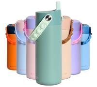 Elemental Insulated Kids Water Bottle, Stainless Steel Water Bottle with Straw Lid & Pop-It Handle, Leak-Proof Water Bottles for School, Boys or Girls, Travelling and Sports, 532ml - Sage