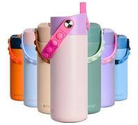 Elemental Insulated Kids Water Bottle, Stainless Steel Water Bottle with Straw Lid & Pop-It Handle, Leak-Proof Water Bottles for School, Boys or Girls, Travelling and Sports, 530ml - Pink Tie Dye