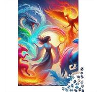 Elemental Mage Jigsaw Puzzle for Adults 1000 Piece Jigsaw Puzzle Fantasy Beasts 1000 Pieces Puzzle Game Relaxation Gift 38x26cm/1000pcs