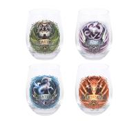 Elemental Stemless Wine Glass (Pack of 4) Anne Stokes Clear One Size