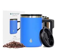 Elemental Summit Coffee Mug - Coffee Cup Travel Mug - Thermal Cup with Handle & Lid - Lightweight Vacuum Insulated Coffee Cup - Hot & Cold Triple Wall Stainless Steel Travel Mugs - Azure - 470 ml