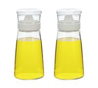 ElementalKitchen Glass Oil and Vinegar Dispenser Bottle, Leak-Proof Design, Dual Pour Options, Silionce Non-drip Spout, Dishwasher Safe (White, 8 oz)