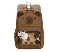Elementary Middle School Capybara Backpack with Multiple Compartments Nylon Waterproof Utility Backpack for Kid Child Teenage (Brown)