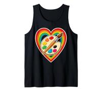 Elementary School Art Paint Palette Rainbow Retro Graphic Tank Top