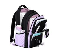 Elementary School Backpacks: 16 x 12 Inch Aqua Nylon Lightweight Backpack with Compartments, Padded Shoulder Bag, Reinforced Stitching Panel, Spacious Layout 'Organizer, Purple, Please refer to the