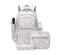 Elementary School Bookbag Set - Flower Print Schoolbag Backpack, Lightweight School Bag, Large Capacity Book Bag, Schools Supplies Bundle For Teens Boys Girls Youth Travel Vacation Outgoing Daily