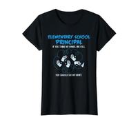Elementary School Principal Hands Full Heart Leadership Value Graphic T-Shirt, Women, Black, S