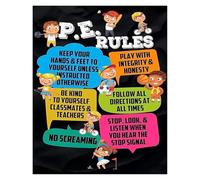 Elementary School Sports Poster Cartoon Style Character Wall-Art for Classroom Motivation and Decor(Framed,12x18inch(30x45cm))