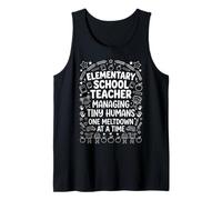 Elementary School Teacher Managing Tiny Humans Doodle Design Tank Top