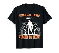 Elementary Teacher by Day Zombie by Night Funny Halloween T-Shirt