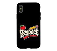 Elementary Teacher Respect Red Apple And Pencil Art Case for iPhone X/XS