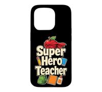 Elementary Teacher Super Hero Cape Apple And Backpack Case for iPhone 15 Pro