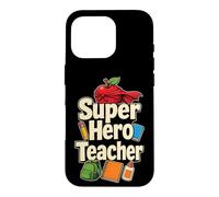 Elementary Teacher Super Hero Cape Apple And Backpack Case for iPhone 16 Pro
