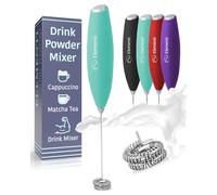 Elementi Milk Frother Handheld - Powerful Mini Coffee Whisk - Electric Drink Mixer, Stirrer & Foamer - Double Whisk, Mint Green