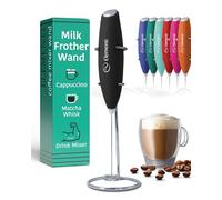Elementi Milk Frother Handheld with Stand - Matcha Whisk - Electric Whisk for Coffee and More - Midnight Black