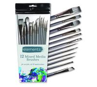 Elements 12pc Paint Brush Set - Art Brushes for Acrylic, Oil & Mixed Media