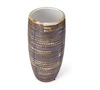 Elements 5.12x5.12x10.83 Inch Black and Gold Textured Ceramic Vase