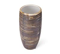 Elements 5.12x5.12x10.83 Inch Black and Gold Textured Ceramic Vase