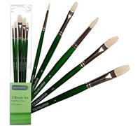 Elements 5-Piece Oil Paint Brush Set | Quality Hog Bristles & Long Handle | Includes Round, Pointed & Filbert Shape Brushes - Ideal for Beginners, Students & Professional Artists