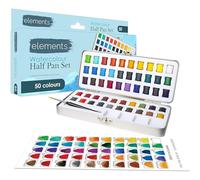 Elements 50 Half Pan Watercolour Set - Water Colour Paint Set for Artists