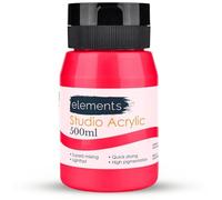 Elements 500 ml Studio Acrylic Paint Tub - Quick-Drying Paint for Canvas, Wood, Glass, and More - Low-Odour Highly Pigmented Vibrant Acrylic Paints - Neon Pink